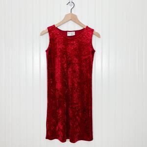 Vintage Jo Ann Stores Womens Crushed Velvet Mini Dress Size Large Red Y2K Vampy